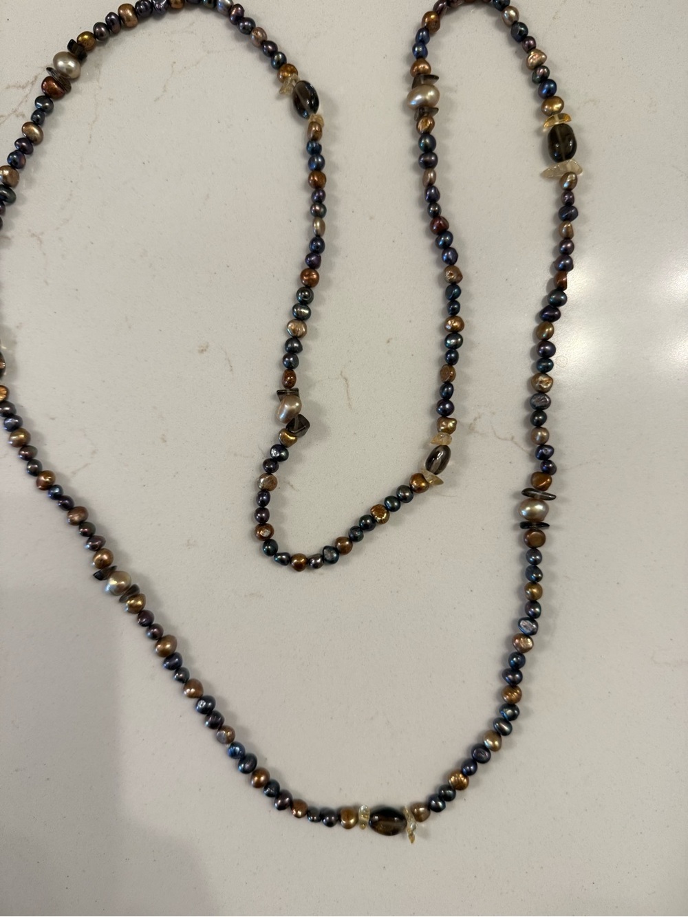 Iridescent Blue & Bronze Freshwater Pearl Necklace
